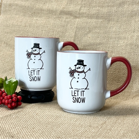 Spectrum Designz Other - 2017 Spectrum Mugs "Let It Snow" Snowman Mugs - Red and White Set of 2